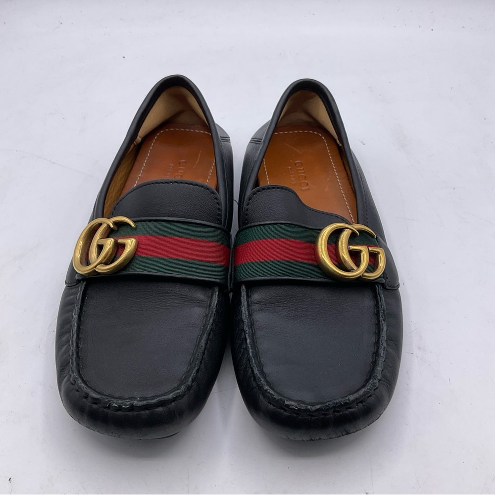 Gucci GG Marmont/Shelly Line/Double G Web Leather Loafers 454638 Size 5 - Picture 3 of 16